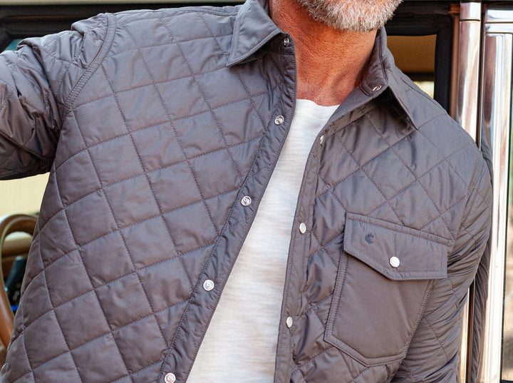 QUILTED SHACKET - CHARCOAL