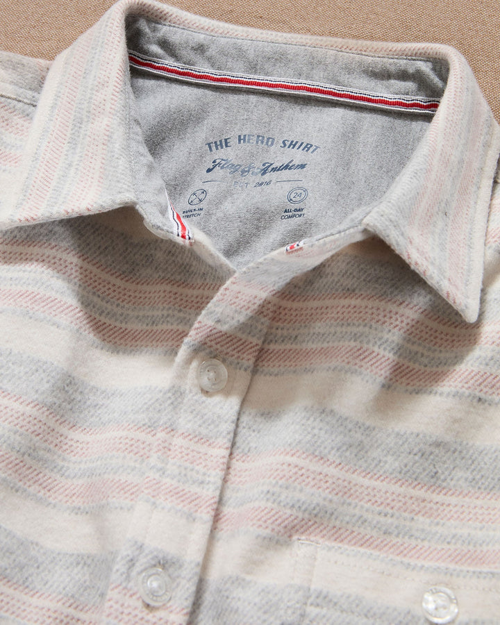 LUVERNE LS STRIPED HERO KNIT FLANNEL - CREAM/GREY/MAUVE