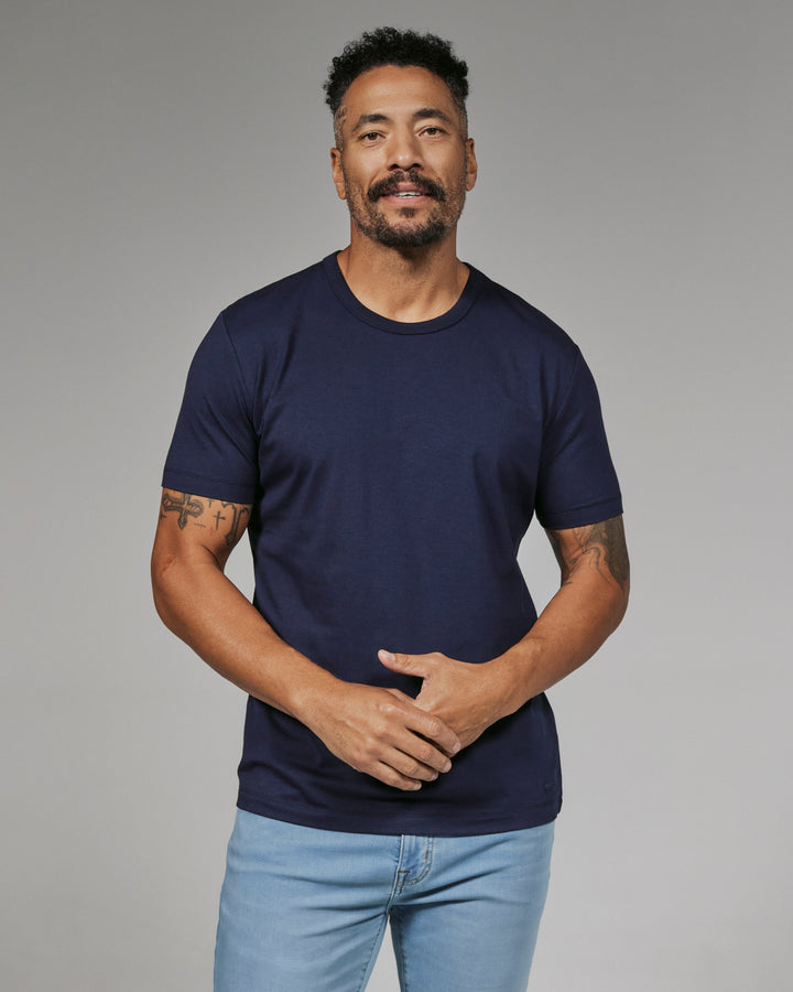 MODAL CREW NECK TEE SHORT SLEEVE TEE - NAVY