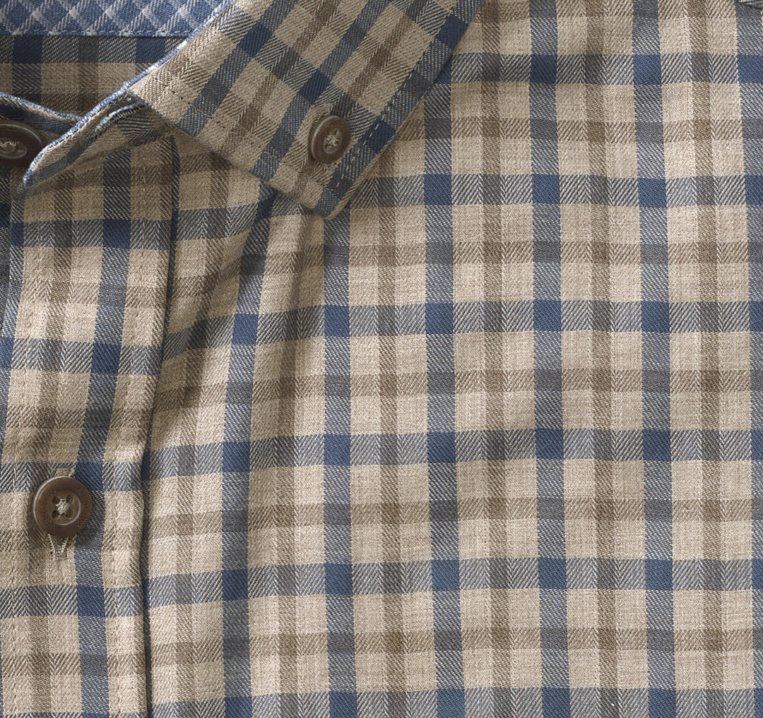 HUNTLEY MELANGE SHIRT - BROWN/NAVY