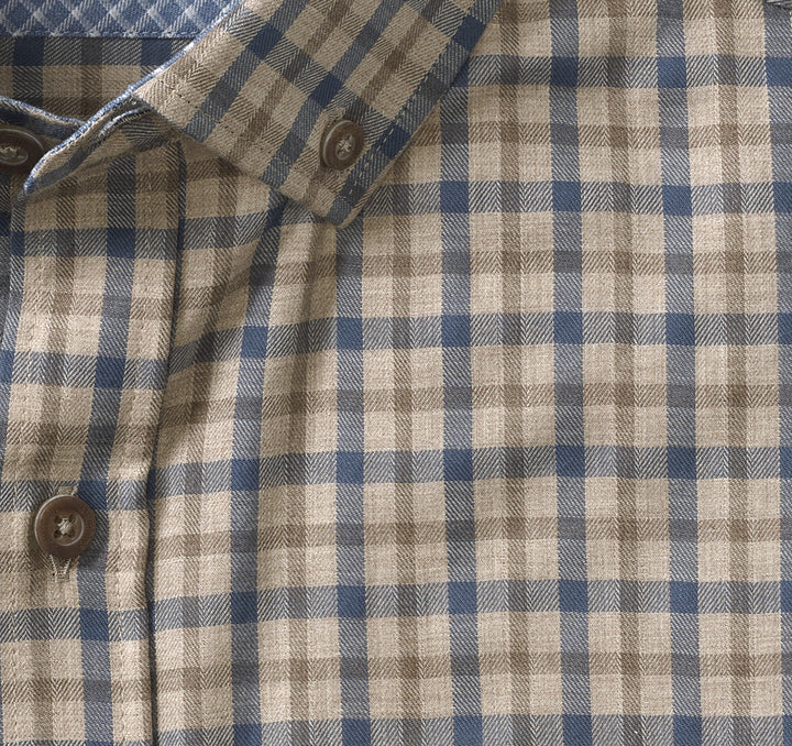 HUNTLEY MELANGE SHIRT - BROWN/NAVY