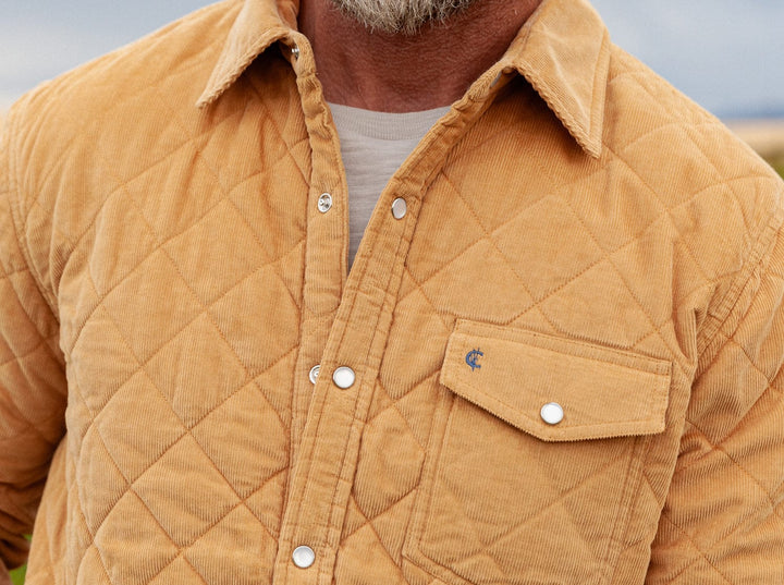 CORDUROY QUILTED SHACKET - CAMEL