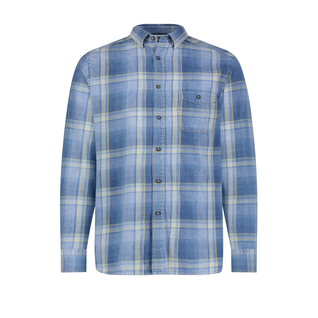 DENIM LOUNGE LONG SLEEVE SHIRT - DENIM BLUE