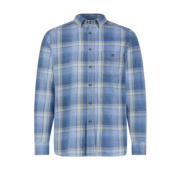 DENIM LOUNGE LONG SLEEVE SHIRT - DENIM BLUE