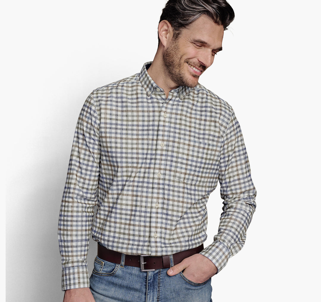 PLAID CORDUROY SHIRT - IVORY PLAID