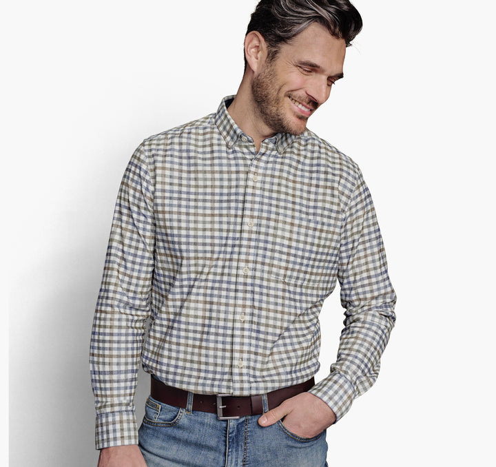 PLAID CORDUROY SHIRT - IVORY PLAID