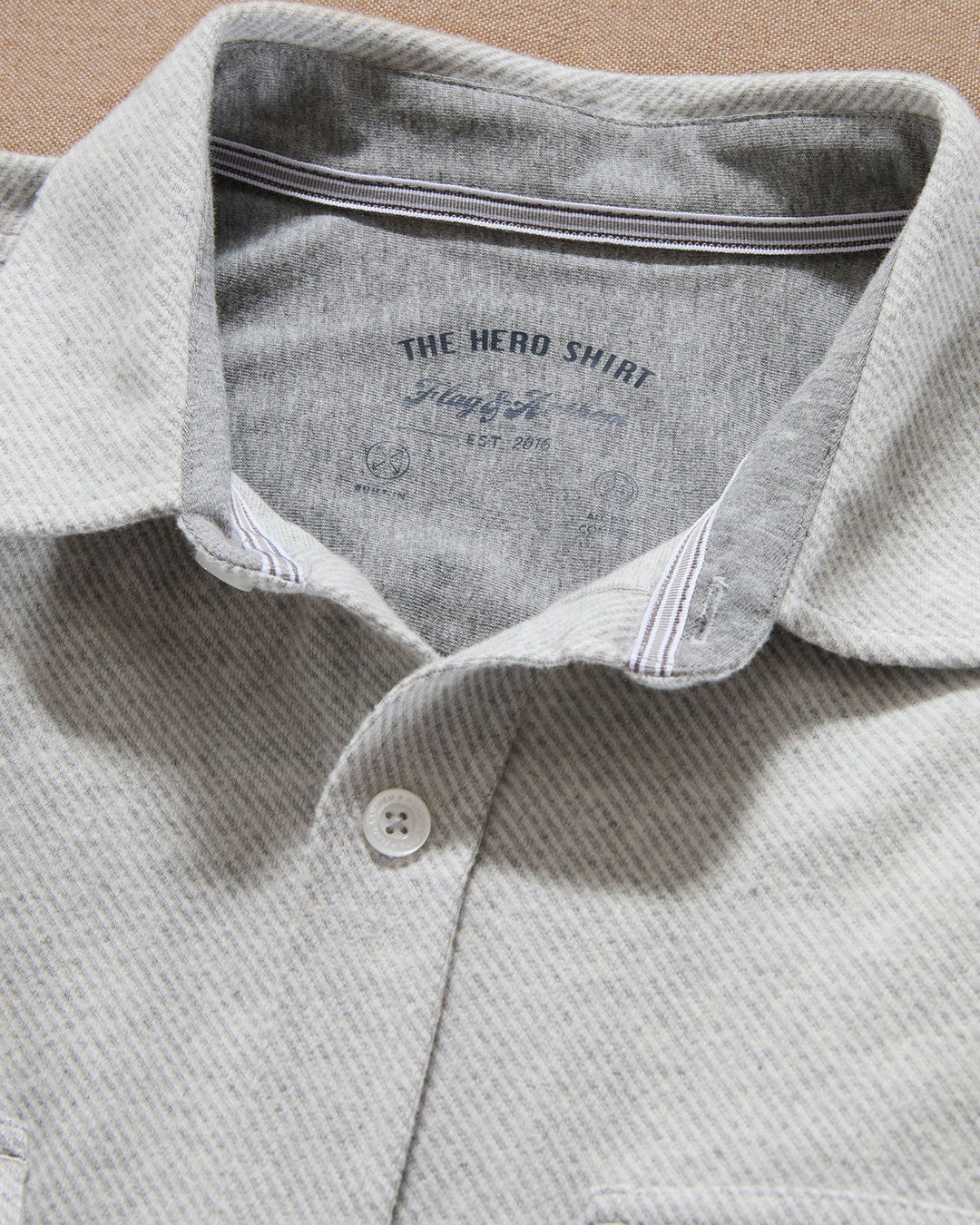 HERO SOLID TWILL KNIT FLANNEL SHIRT - LIGHT GREY
