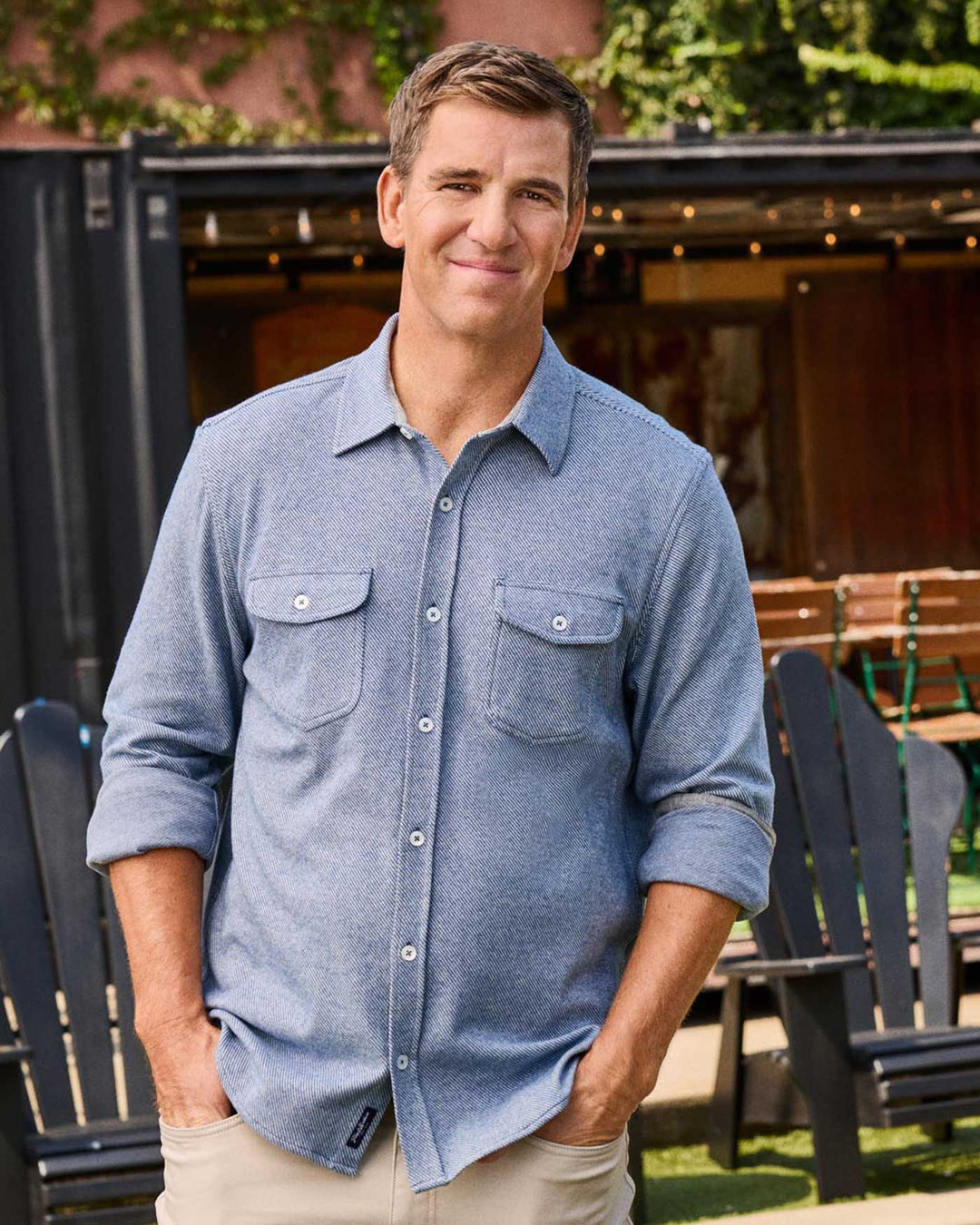 HERO SOLID TWILL KNIT FLANNEL SHIRT - LIGHT BLUE