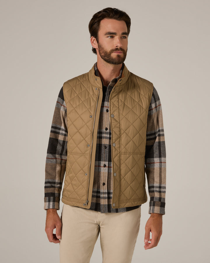 CREST QUILTED VEST - TAN