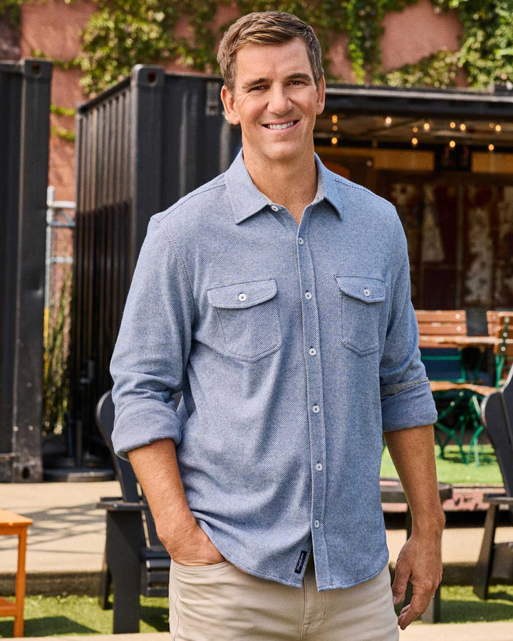 HERO SOLID TWILL KNIT FLANNEL SHIRT - LIGHT BLUE