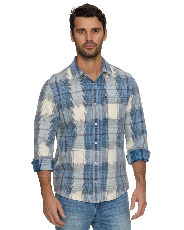 ASHEVILLE LS VINTAGE WASH SHIRT - BLUE/WHITE