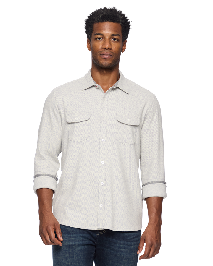 HERO SOLID TWILL KNIT FLANNEL SHIRT - LIGHT GREY