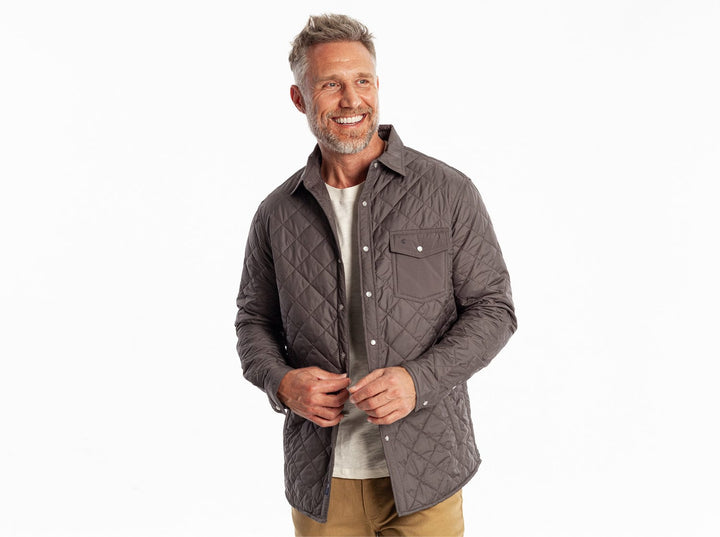 QUILTED SHACKET - CHARCOAL