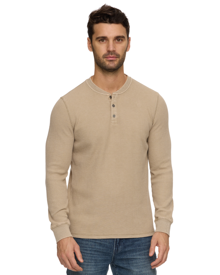 VINTAGE SOFT WAFFLE HENLEY - TAN