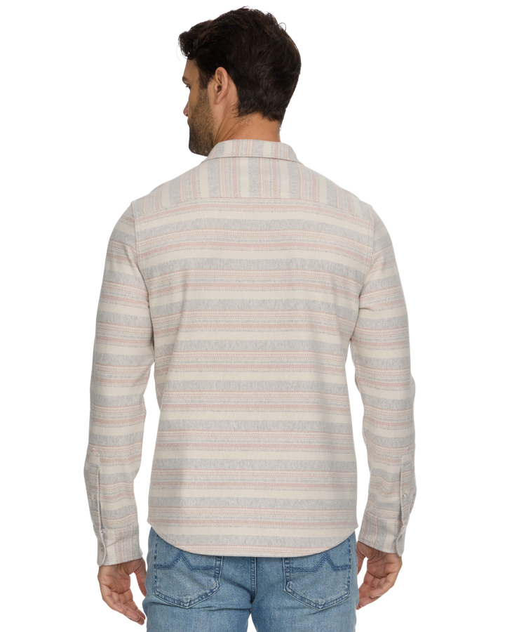 LUVERNE LS STRIPED HERO KNIT FLANNEL - CREAM/GREY/MAUVE