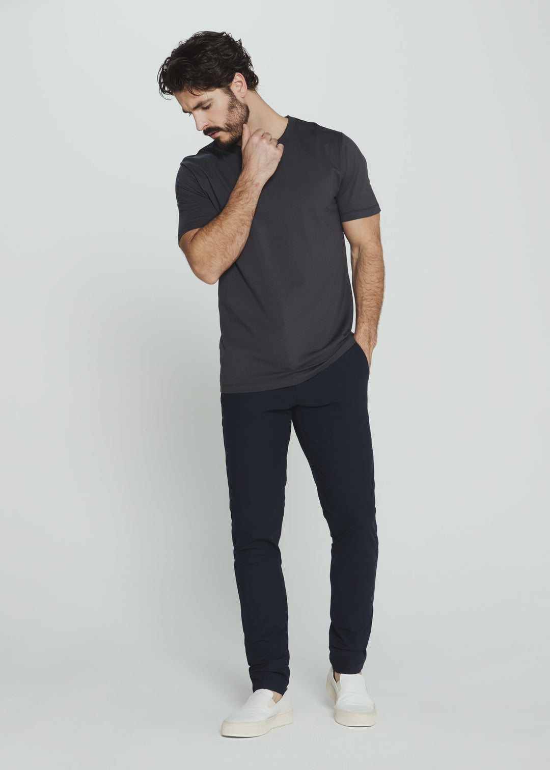 MODAL CREW NECK TEE SHORT SLEEVE TEE - CHARCOAL