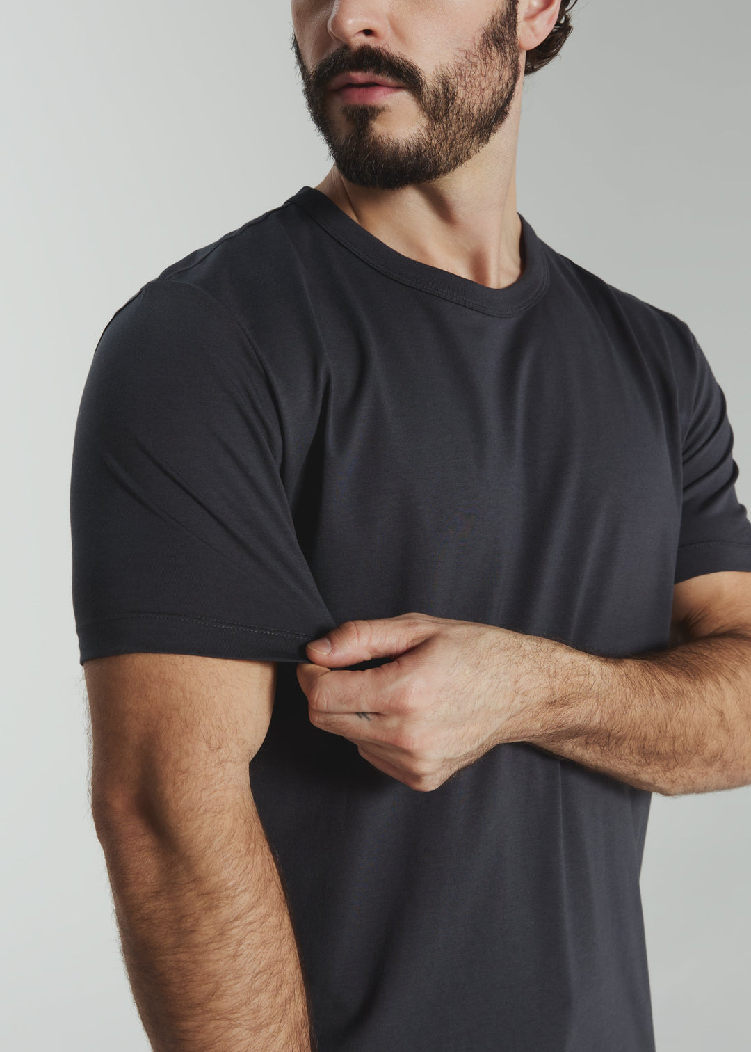 MODAL CREW NECK TEE SHORT SLEEVE TEE - CHARCOAL