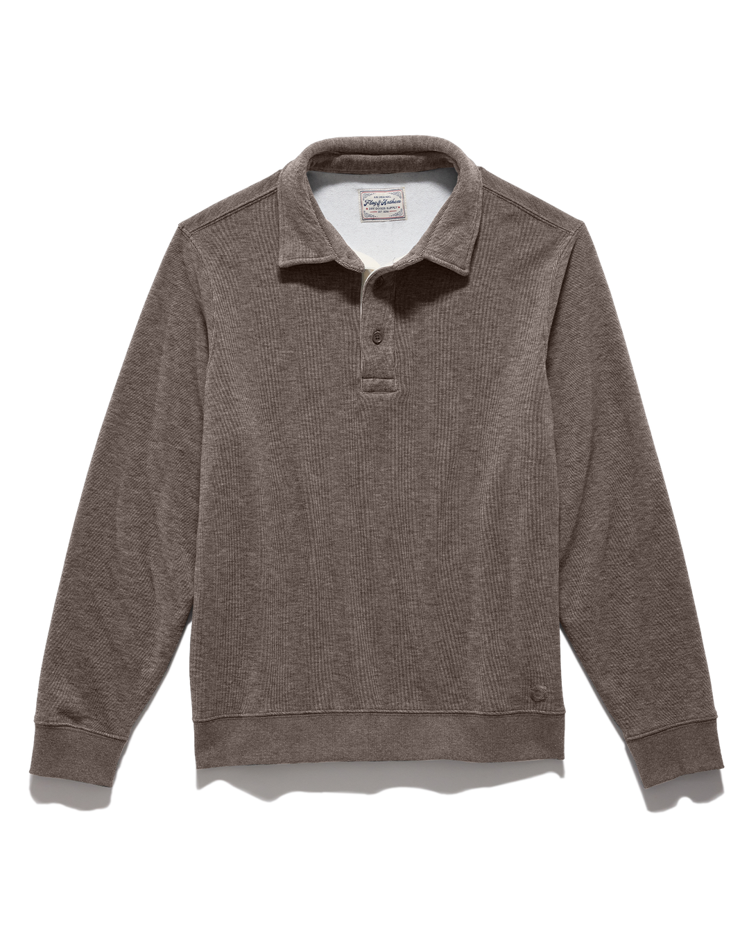 NEWTON FLEECE LS POLO - brown heather