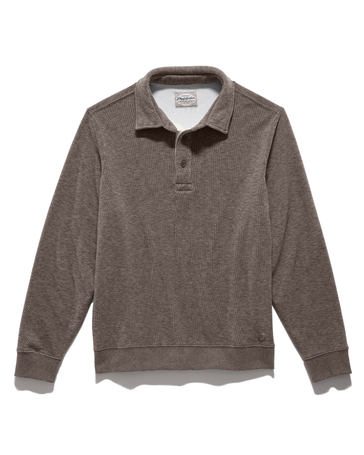 NEWTON FLEECE LS POLO - brown heather