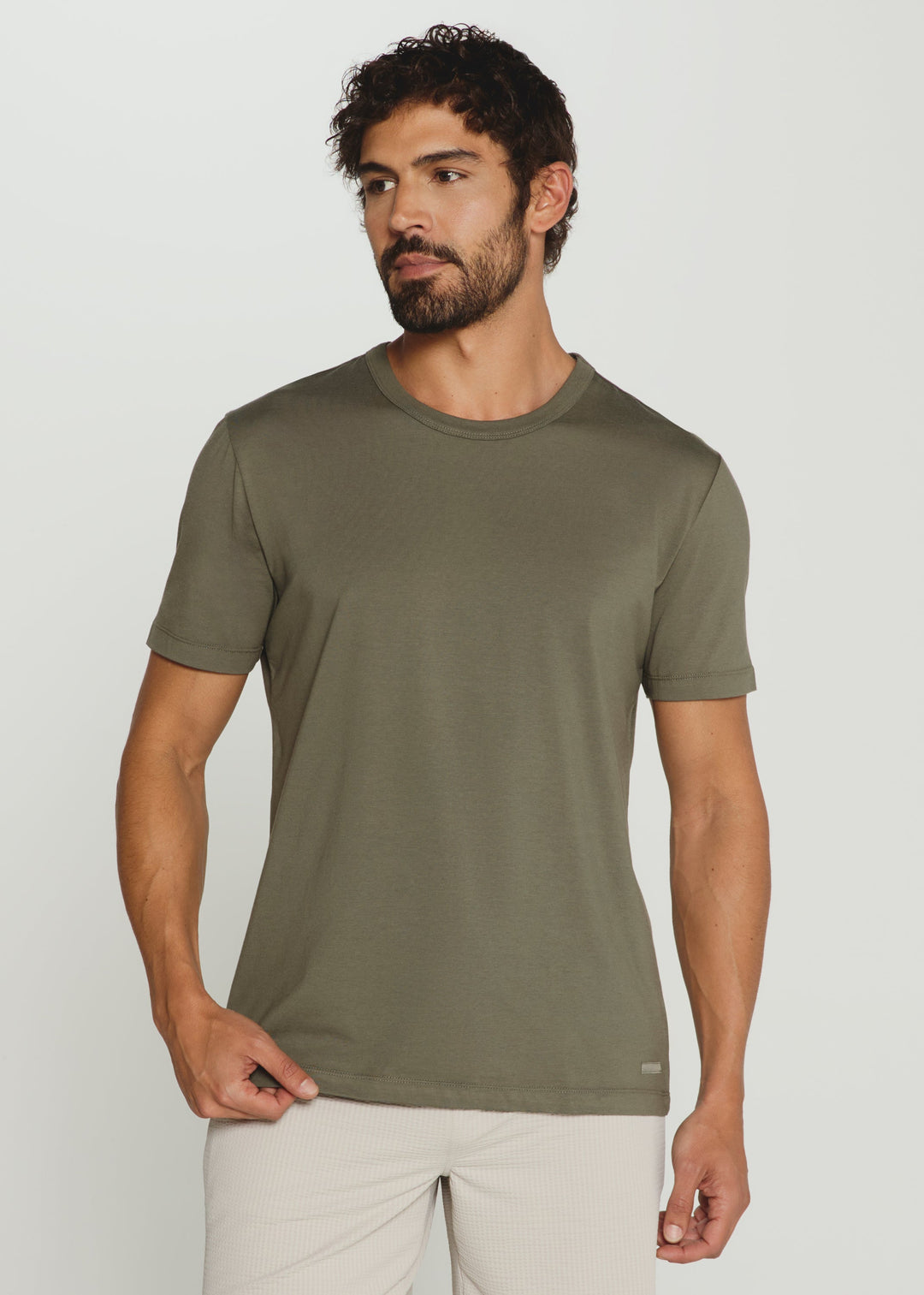 MODAL CREW NECK TEE SHORT SLEEVE TEE - MOSS GREEN