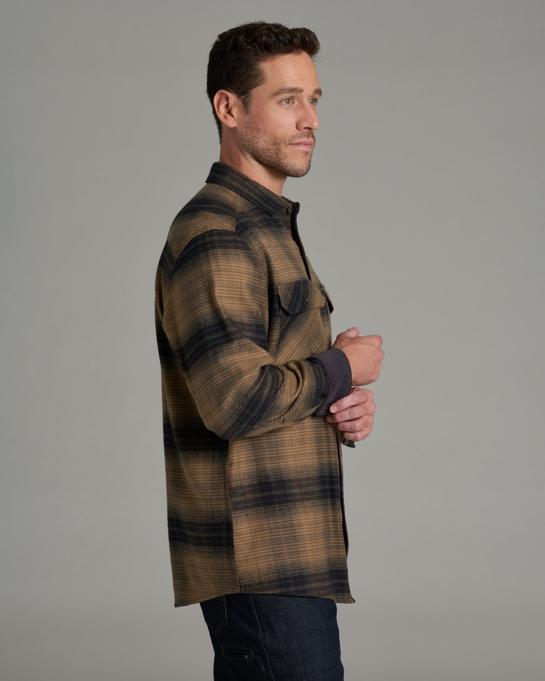Rydr Flannel Long Sleeve Tall - Dark Sand