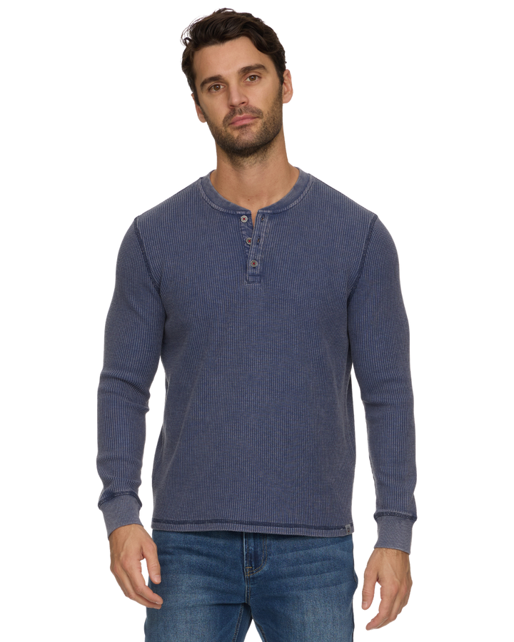 VINTAGE SOFT WAFFLE HENLEY - NAVY