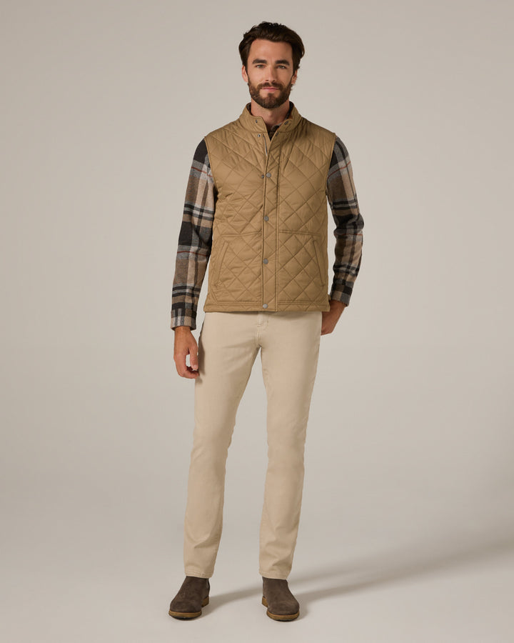 CREST QUILTED VEST - TAN