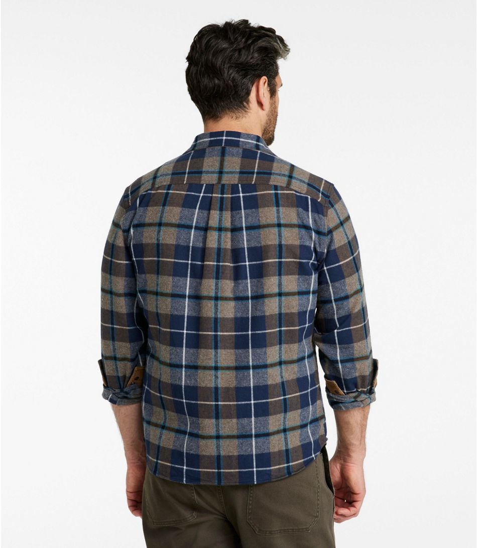 Scotch Plaid Flannel Snap Shirt Untucked Slightly Fitted - Blue Douglas Muted