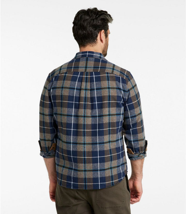 Scotch Plaid Flannel Snap Shirt Untucked Slightly Fitted - Blue Douglas Muted