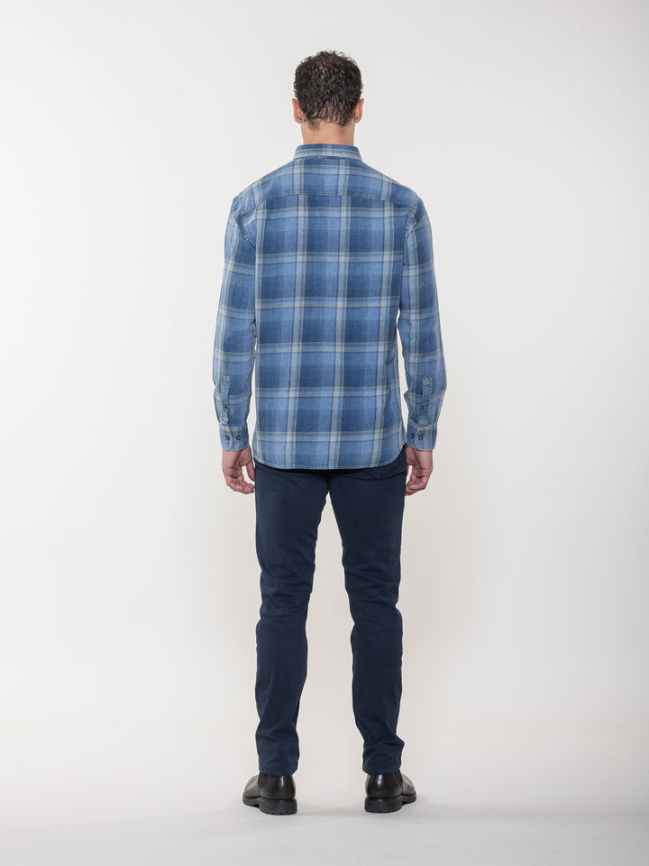 DENIM LOUNGE LONG SLEEVE SHIRT - DENIM BLUE