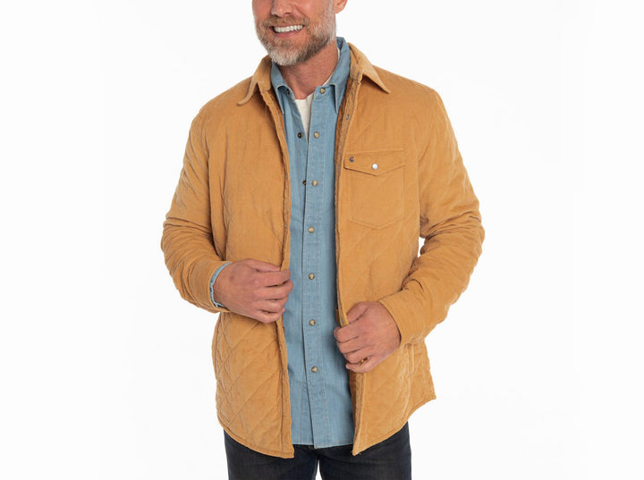 CORDUROY QUILTED SHACKET - CAMEL