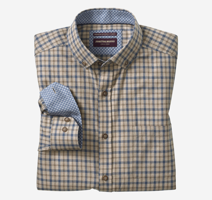 HUNTLEY MELANGE SHIRT - BROWN/NAVY