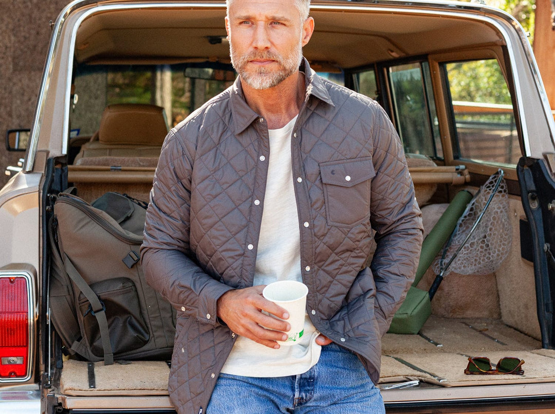 QUILTED SHACKET - CHARCOAL