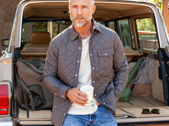 QUILTED SHACKET - CHARCOAL