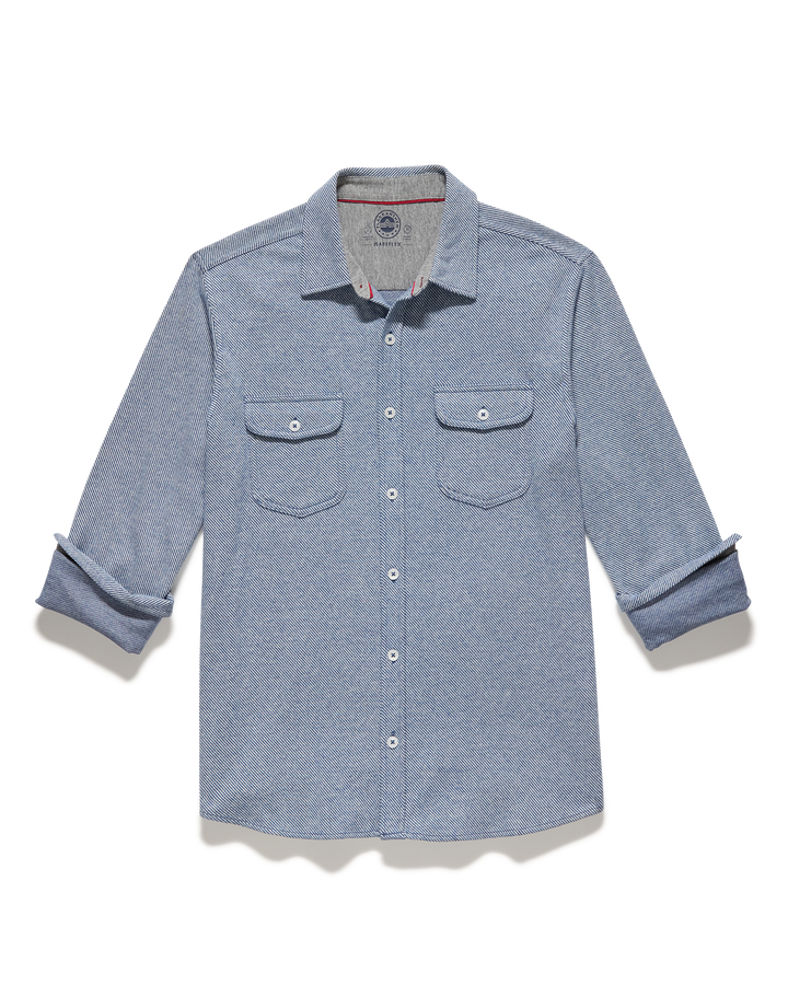 HERO SOLID TWILL KNIT FLANNEL SHIRT - LIGHT BLUE