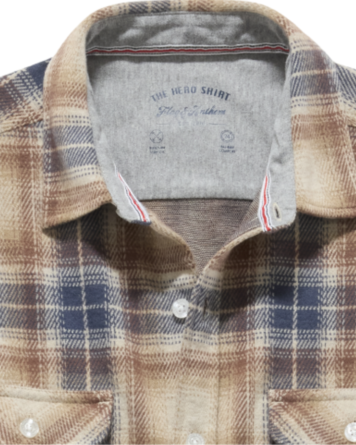 ODENVILLE LS HERO KNIT FLANNEL - TAUPE/NAVY