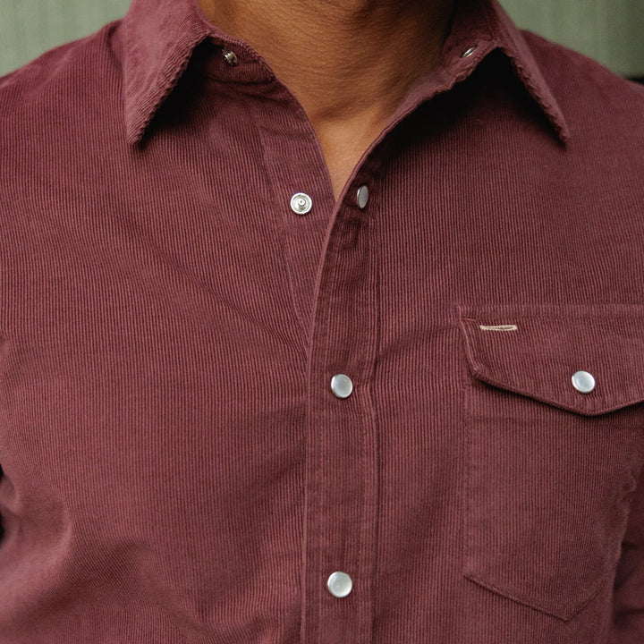 CORDUROY PEARL SNAP - CHERRYWOOD