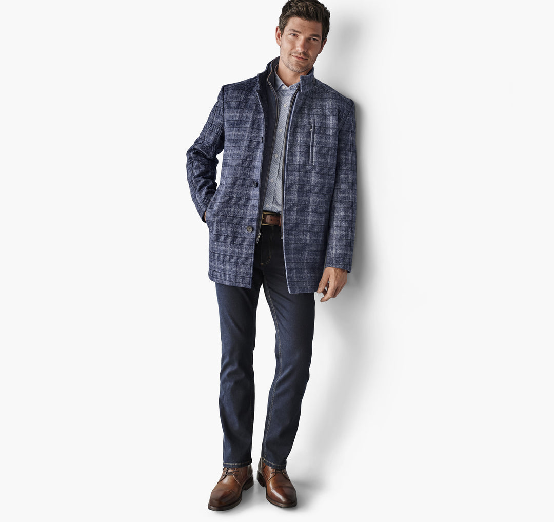 Upton Car Coat - Navy Plaid