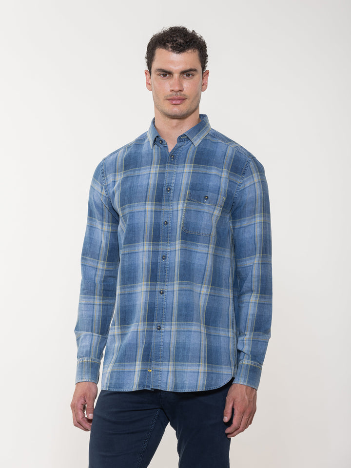 DENIM LOUNGE LONG SLEEVE SHIRT - DENIM BLUE