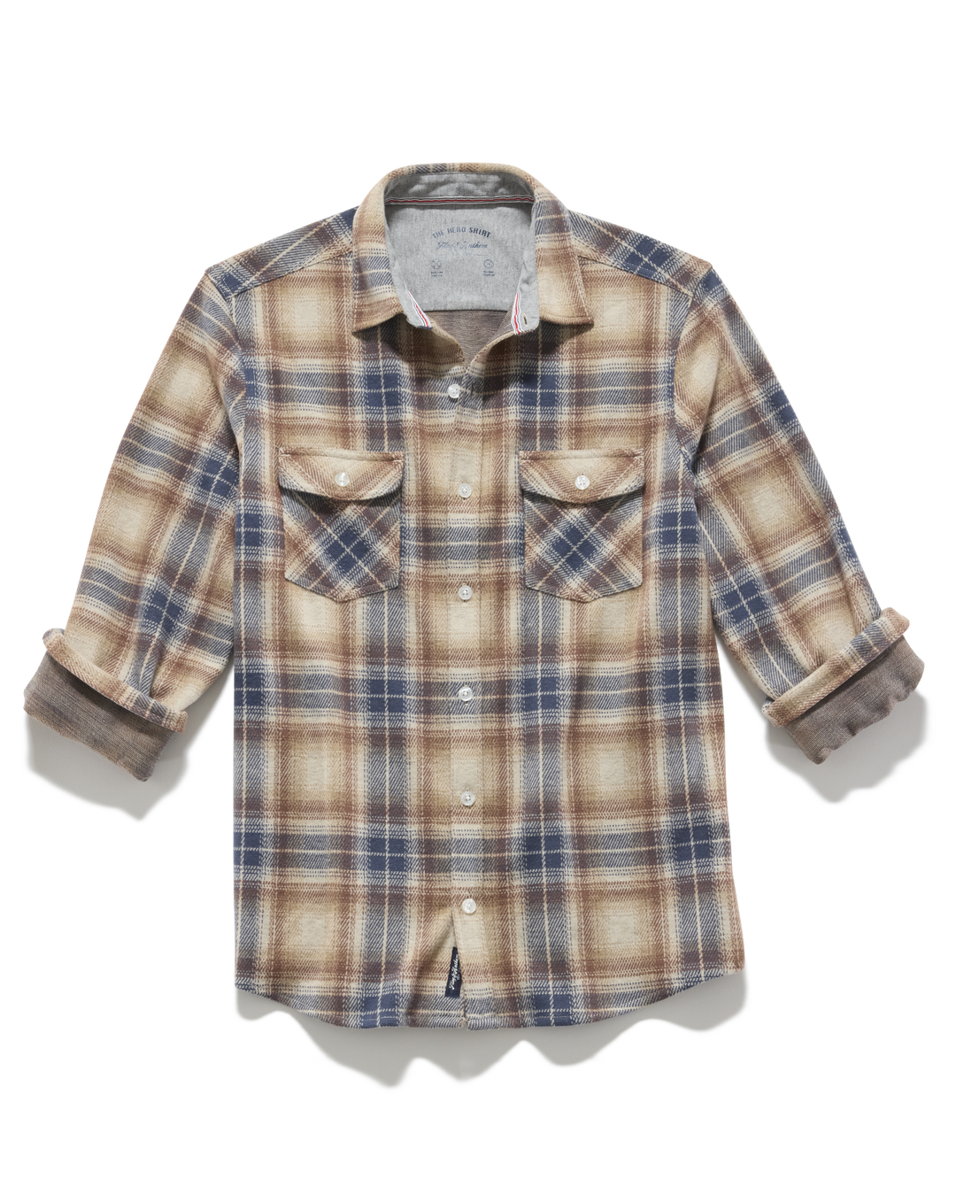 ODENVILLE LS HERO KNIT FLANNEL - TAUPE/NAVY