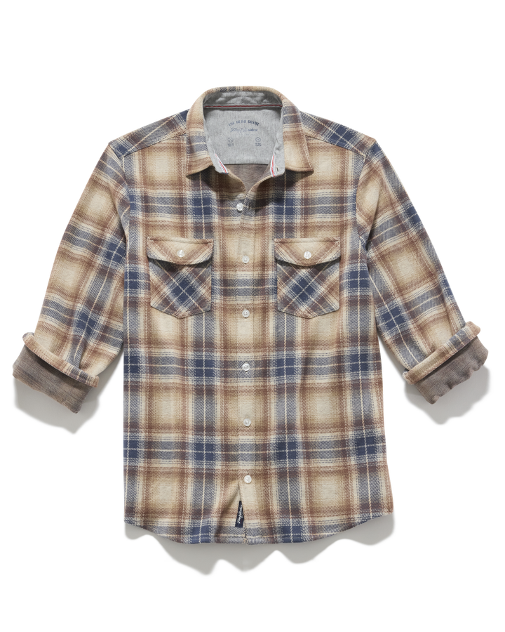 ODENVILLE LS HERO KNIT FLANNEL - TAUPE/NAVY