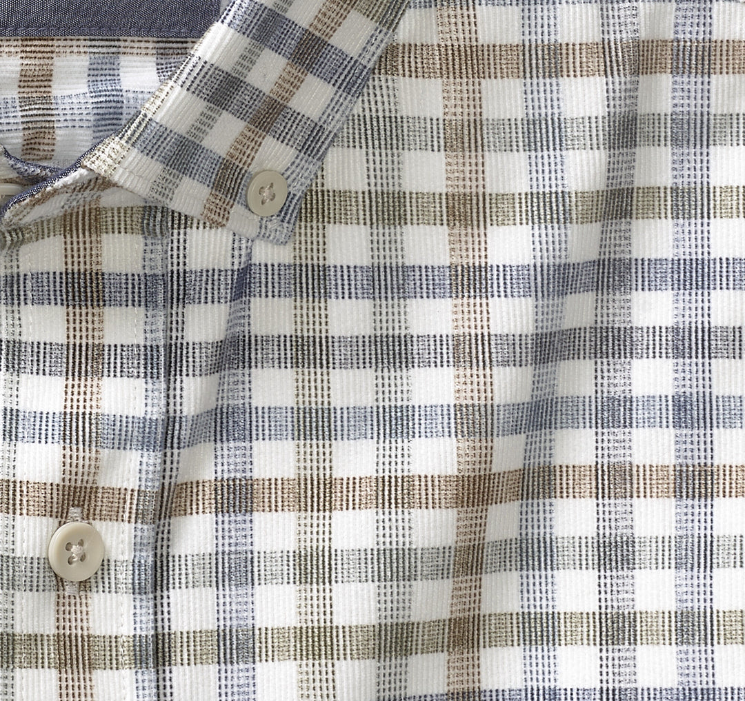 PLAID CORDUROY SHIRT - IVORY PLAID