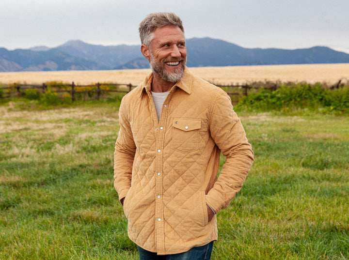 CORDUROY QUILTED SHACKET - CAMEL