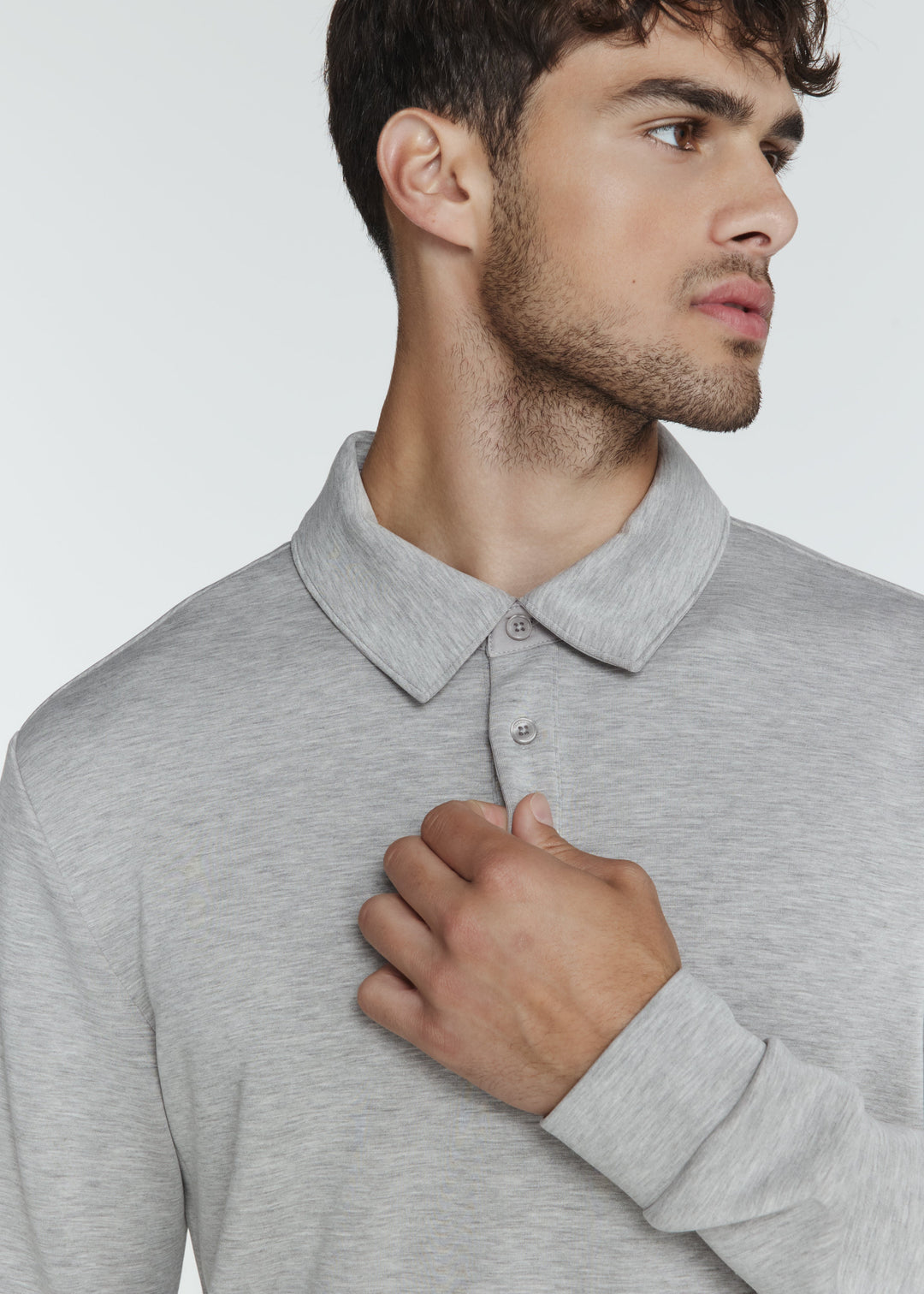 REV LONG SLEEVE POLO LONG SLEEVE POLO - HEATHER GREY